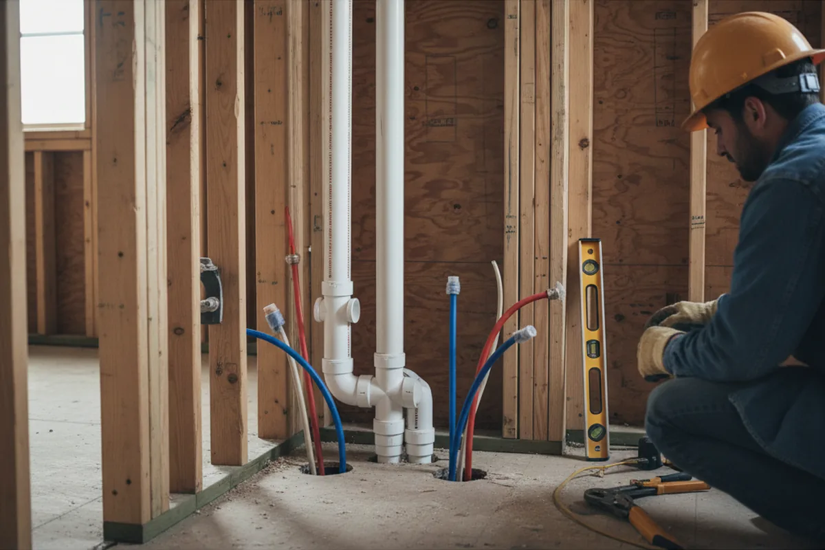 Drain and supply rough-in during Toilet Repair and Installation in East Hartford