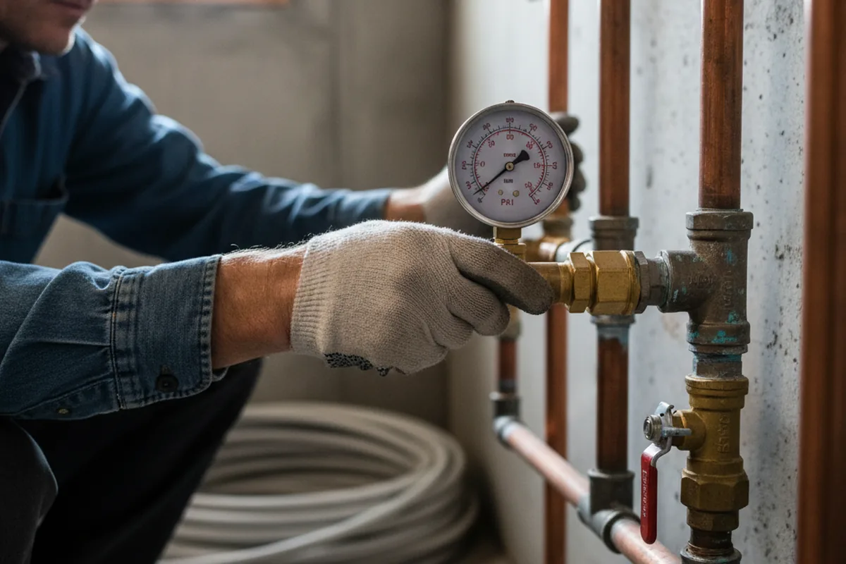Pressure testing a repaired line during Water Line Repair in East Hartford